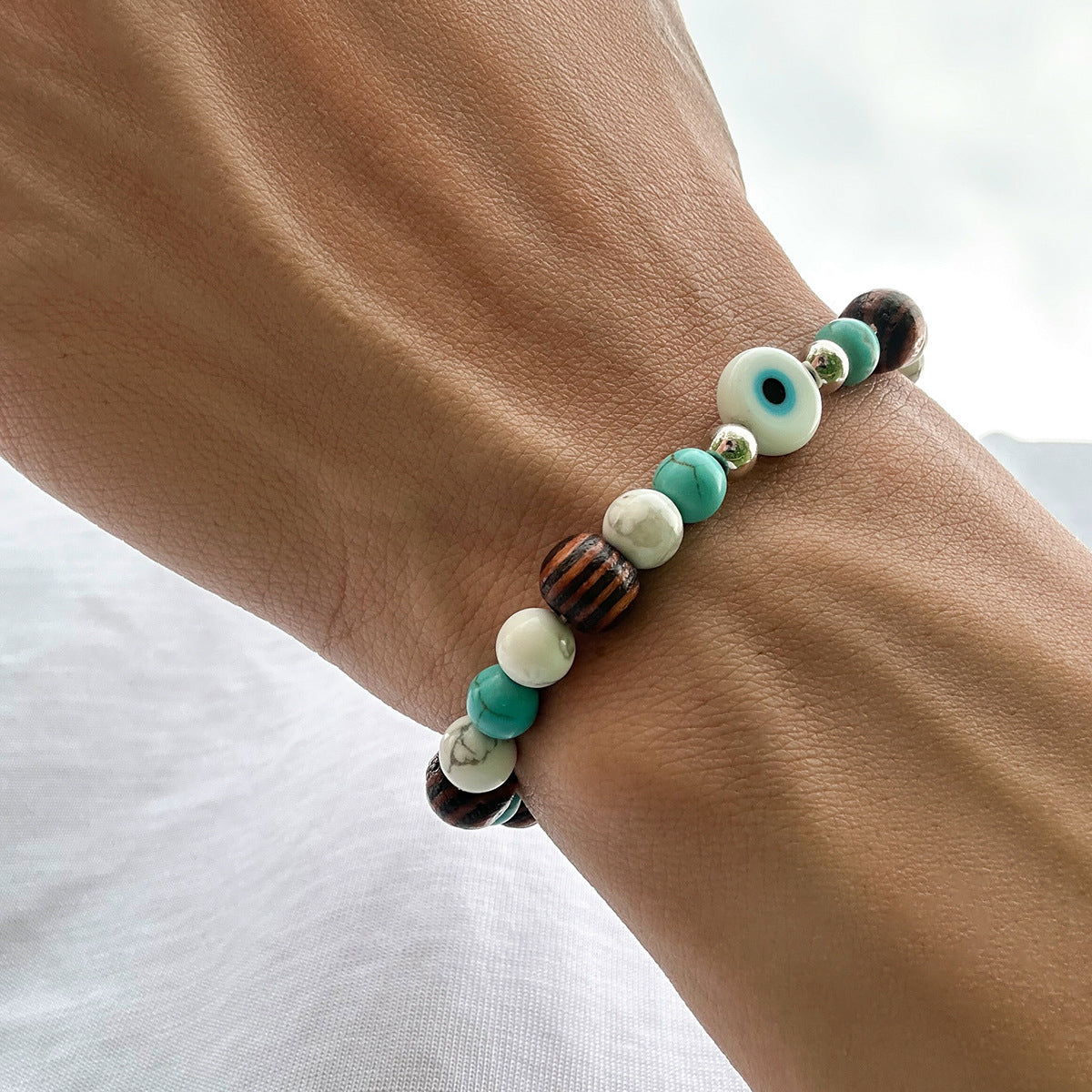 Fashionable turquoise with wooden beads and beading design all-match jewelry