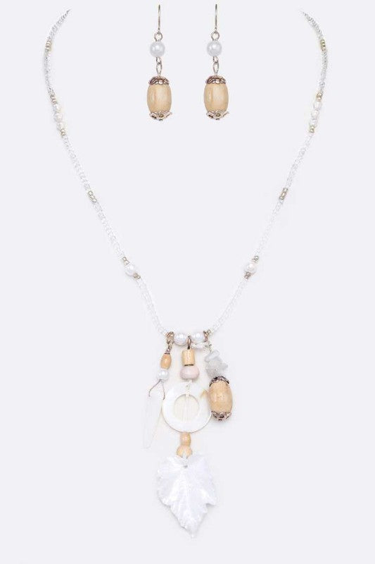 Shell Leaf Mix Charn Necklace Set