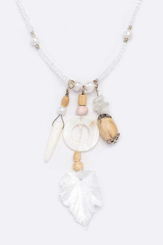 Shell Leaf Mix Charn Necklace Set