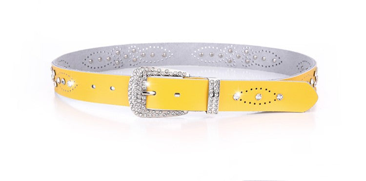 Women's Rhinestone Inlaid Leather Belt