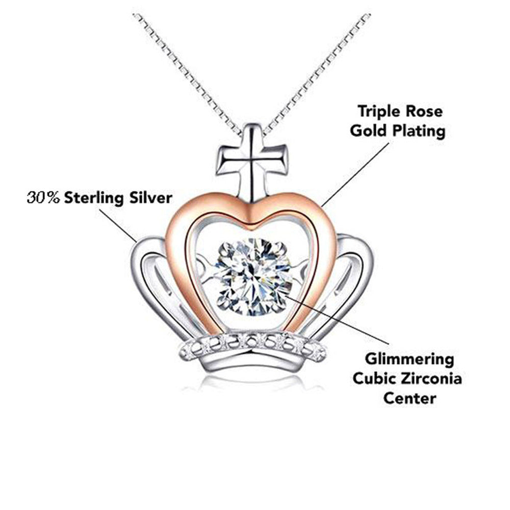 Luxurious Crown Diamond Design Portuguese Card Gift Box Pendant Necklace for an Amazing Mom