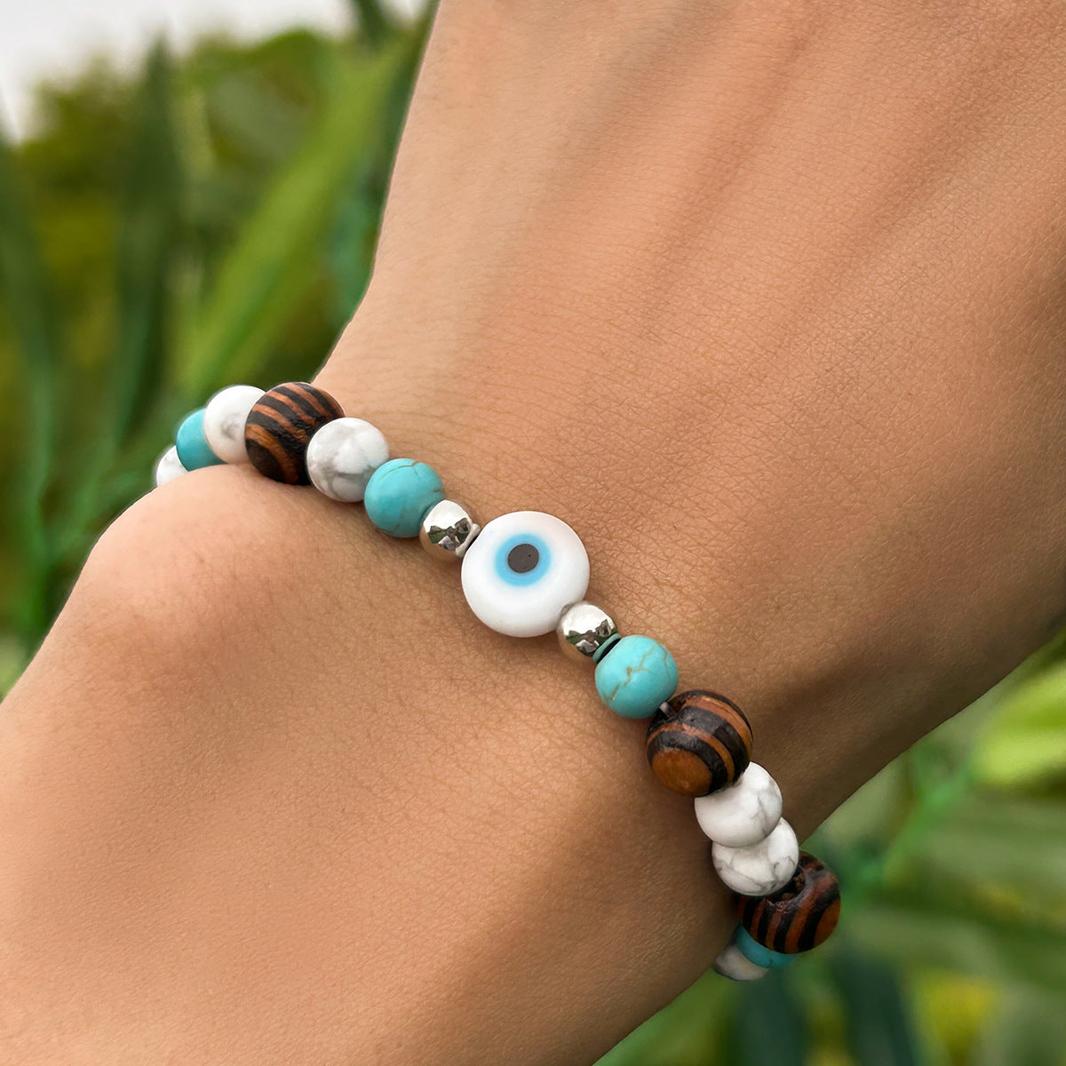 Fashionable turquoise with wooden beads and beading design all-match jewelry