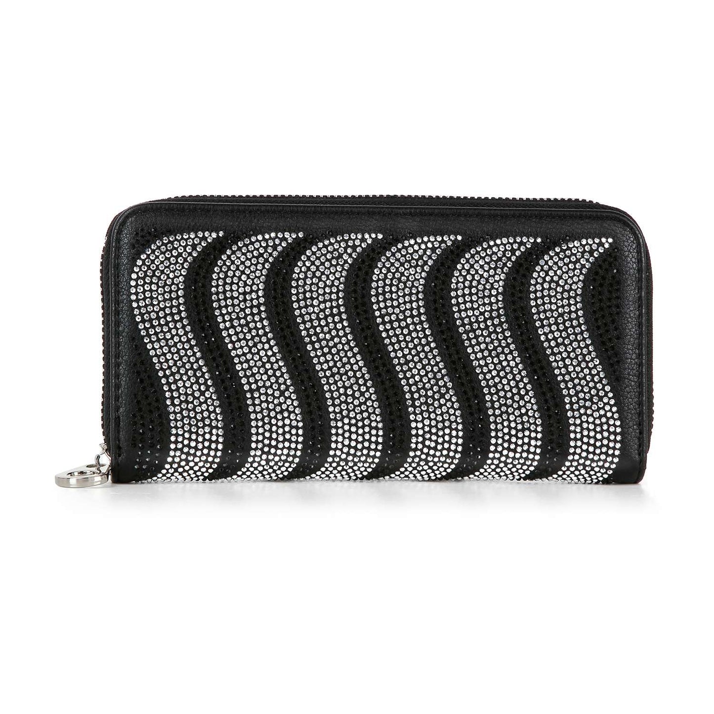 Rhinestone Wavy Bling Accordion Wallet