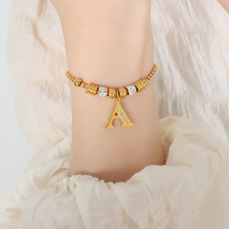 18K gold classic and fashionable 26 letter design versatile bracelet