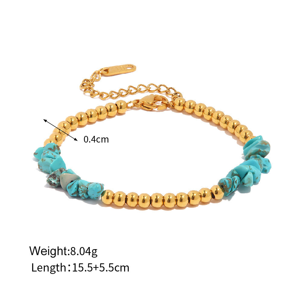 18K Gold Fashion Simple Gravel Matching Bead Design Versatile Bracelet