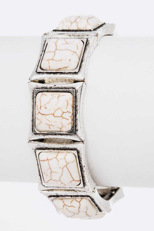 Stretch Square Stone Bracelet