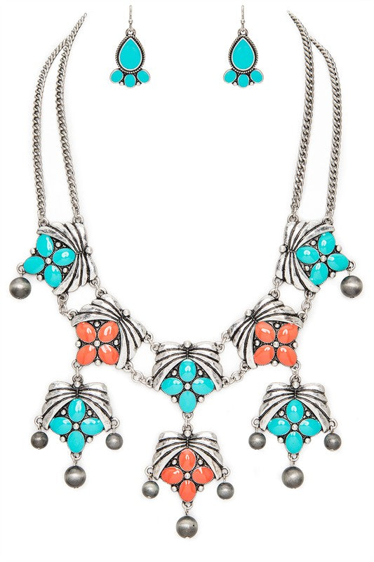 Enamel Western Inspired Statement Necklace Set