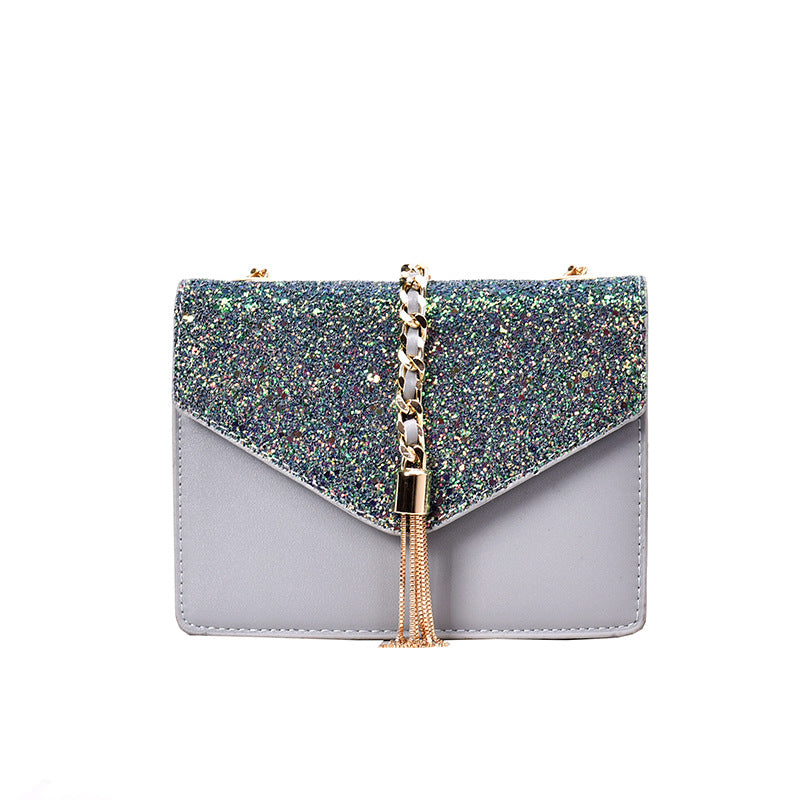 Sequined shoulder messenger bag wild chain small square bag