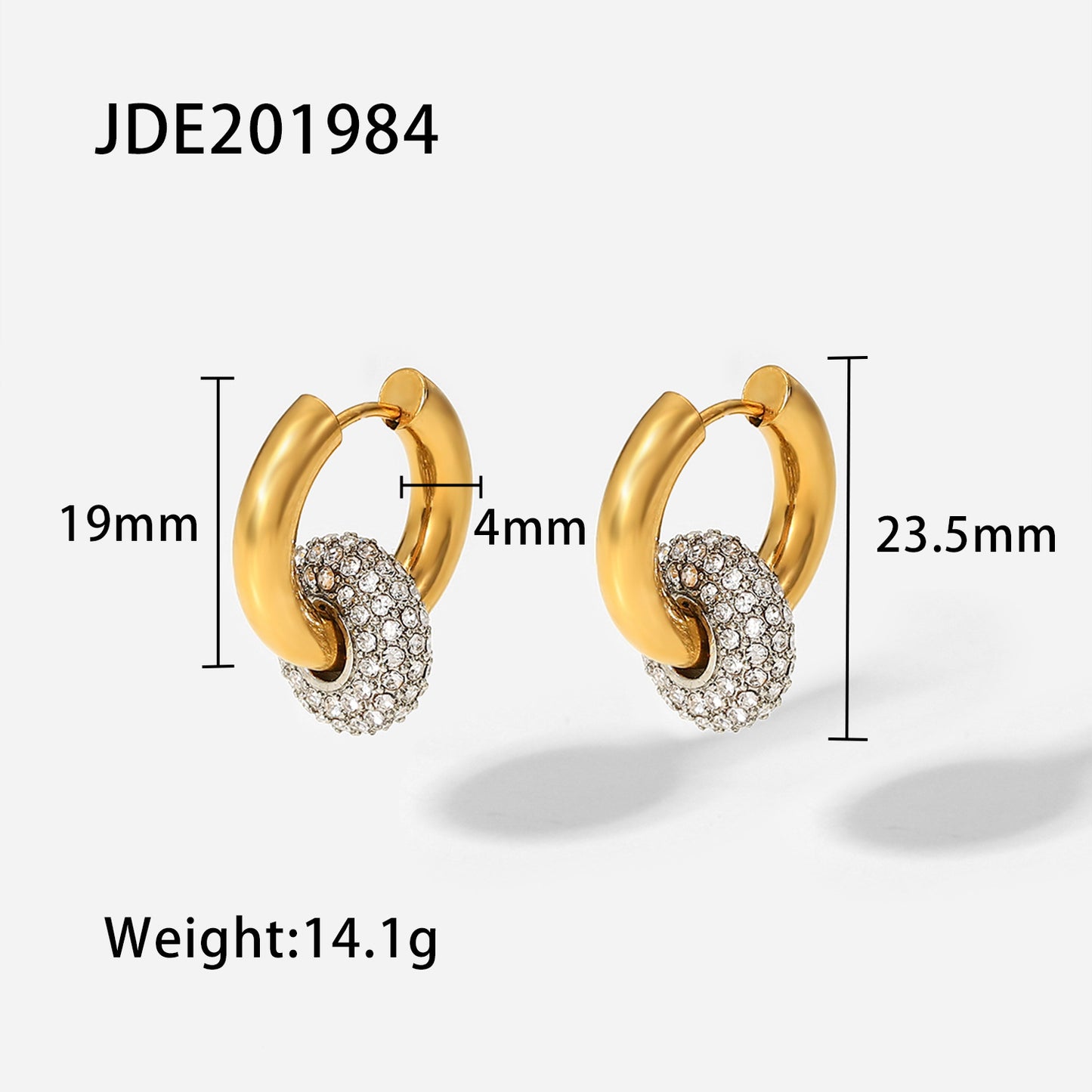 Zircon Hoop Drop Earrings 18K Gold Earrings