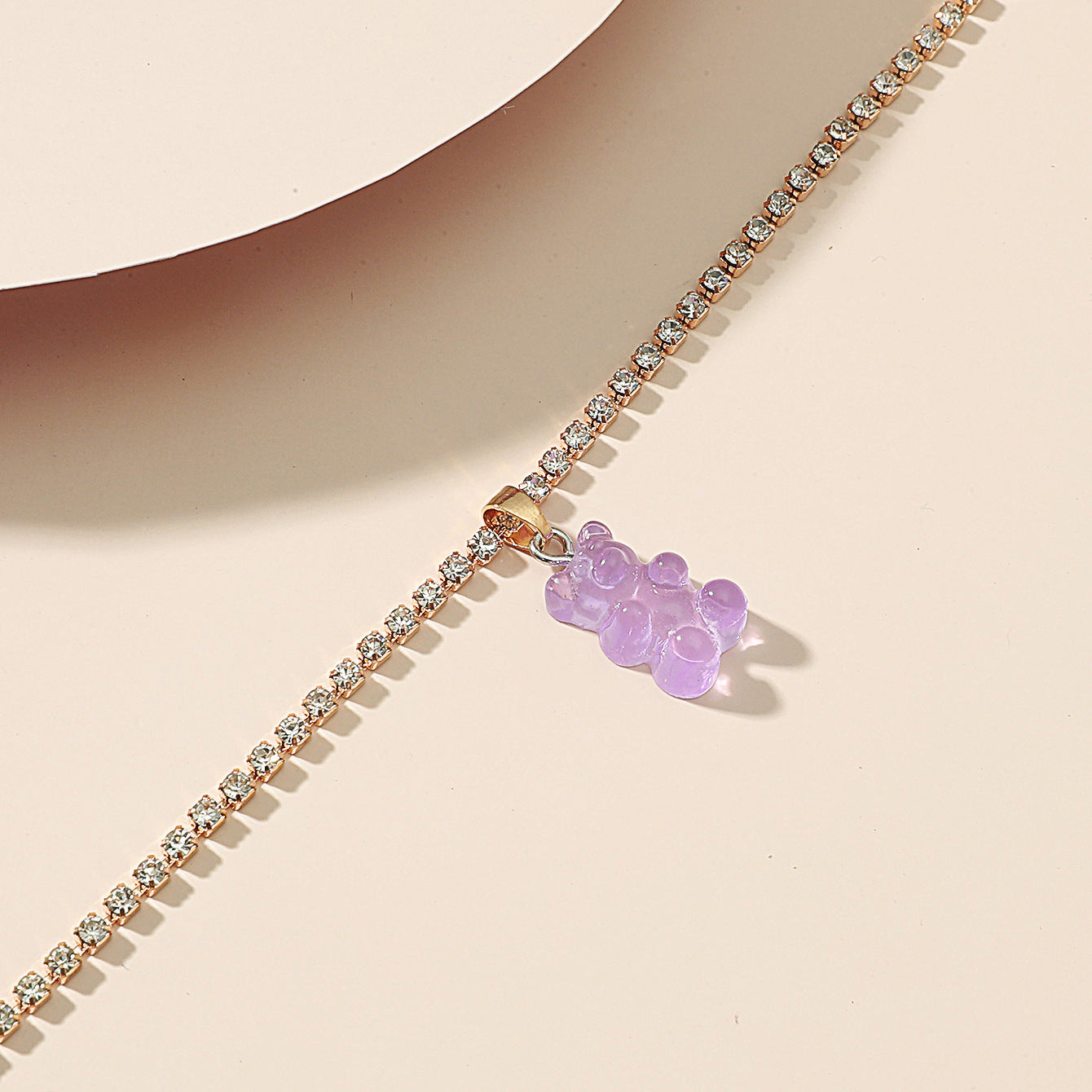 Fashionable exquisite diamond chain design with creative bear pendant anklet