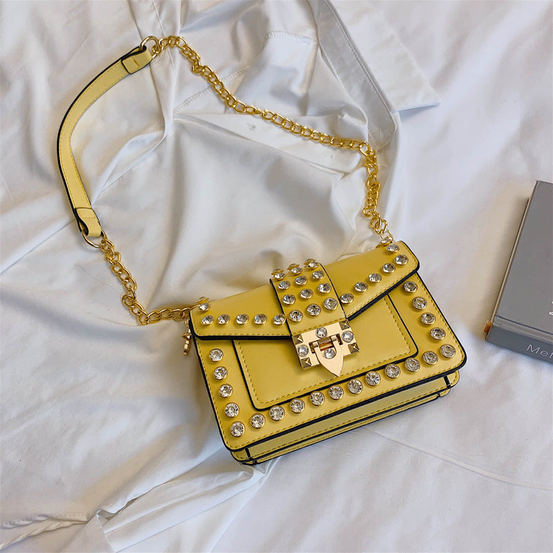 Rhinestone rivet chain bag shoulder bag