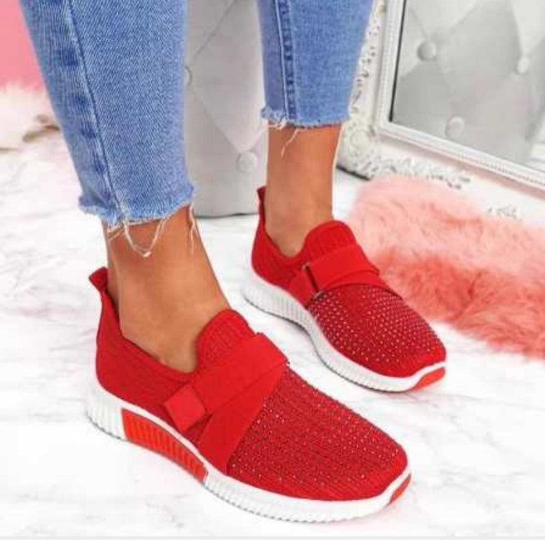 Women's rhinestone flat casual shoes