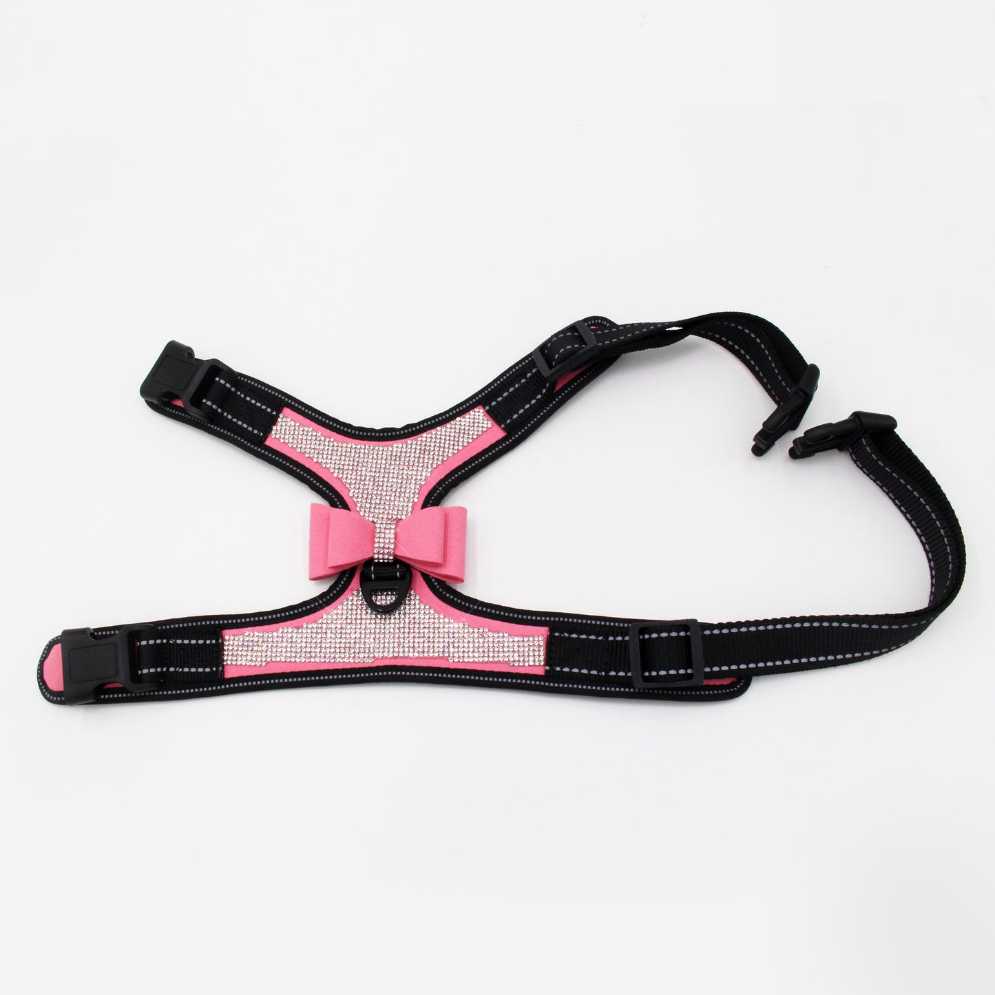 Shiny rhinestone reflective pet chest strap