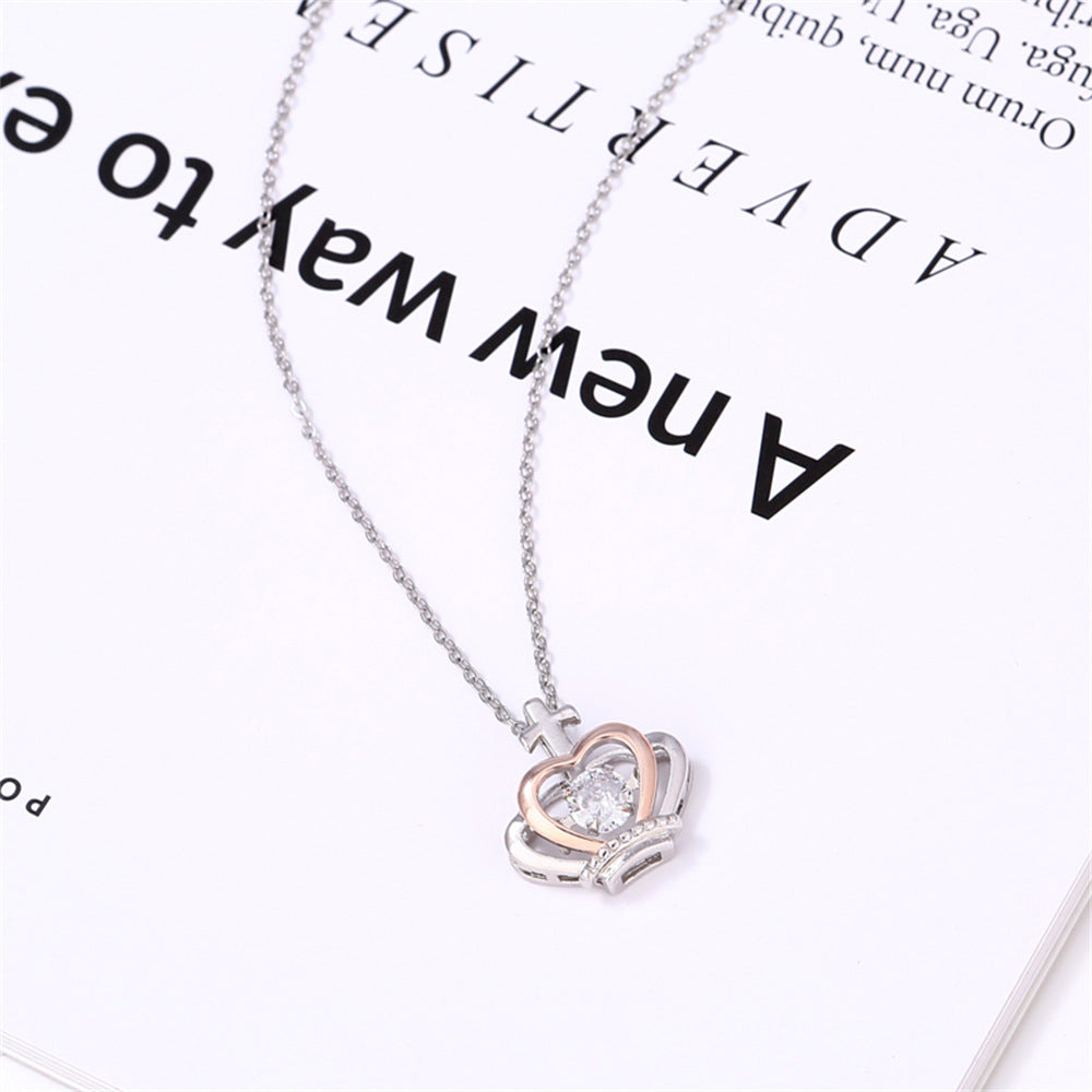 Fashionable Diamond Dynamic Crown Gift Box Necklace for Your Beloved Daughter