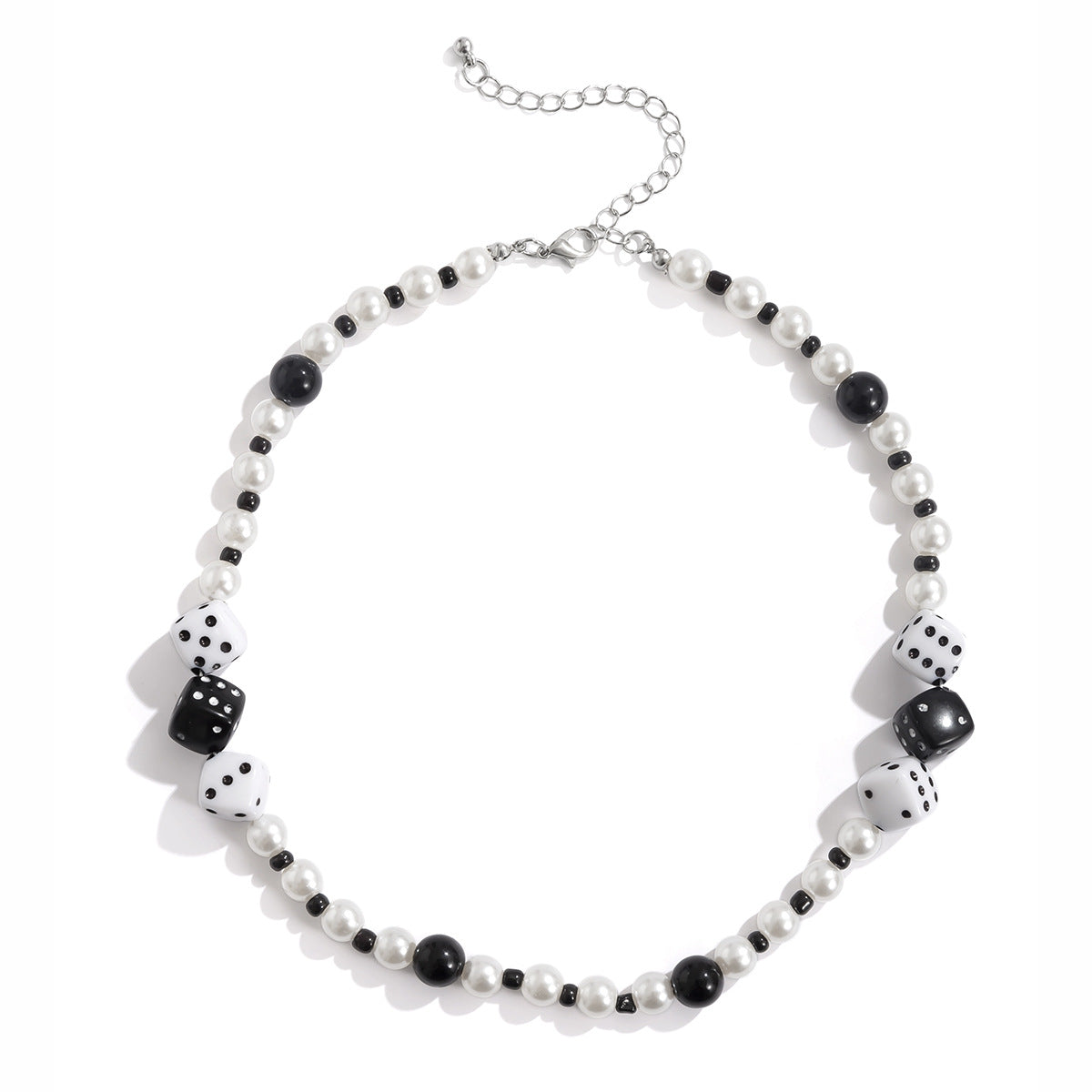 Classic Fashion Dice Mosaic Pearl Design Simple Necklace