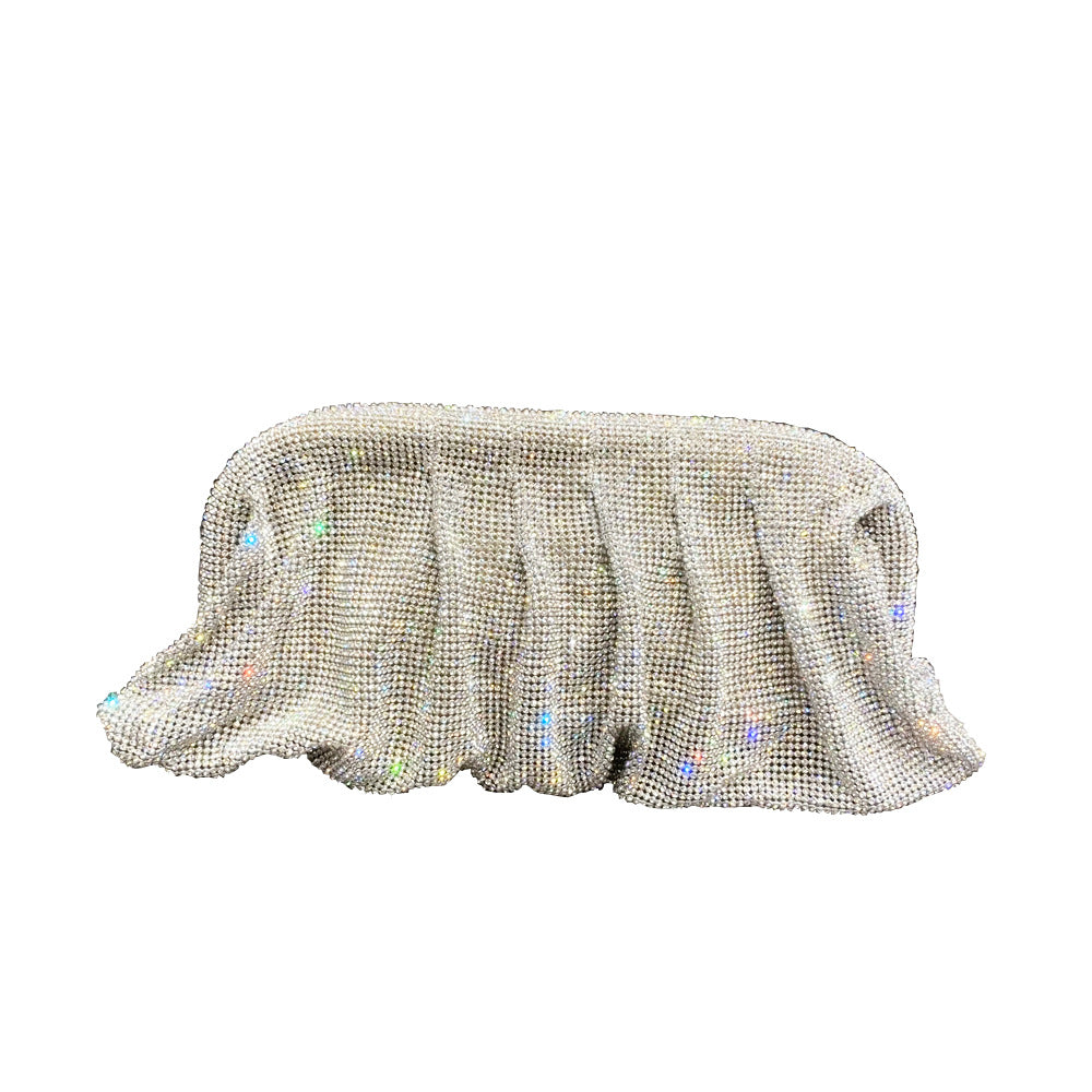 Women's Rhinestone Ruffle Clip Evening Bag