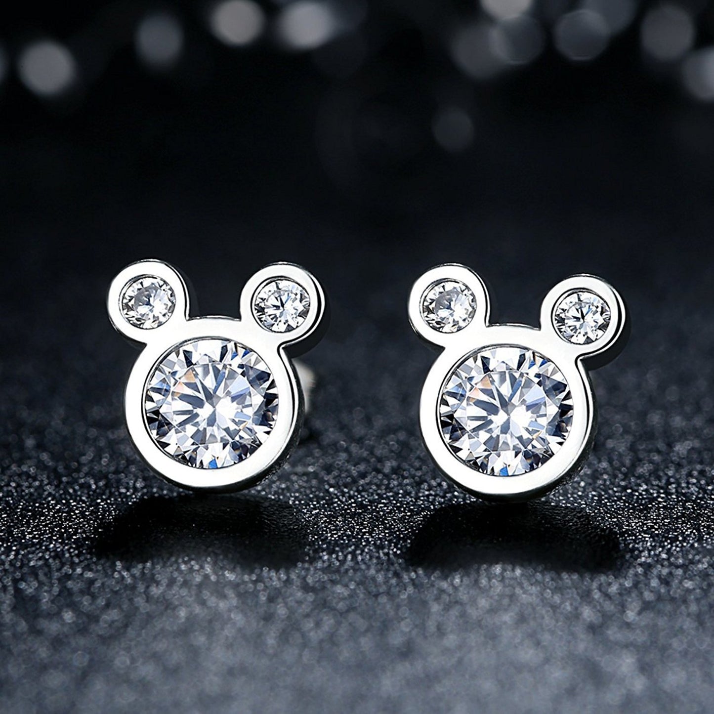 Delicate Dazzling Diamond Mickey Mouse Design Zirconia Earrings