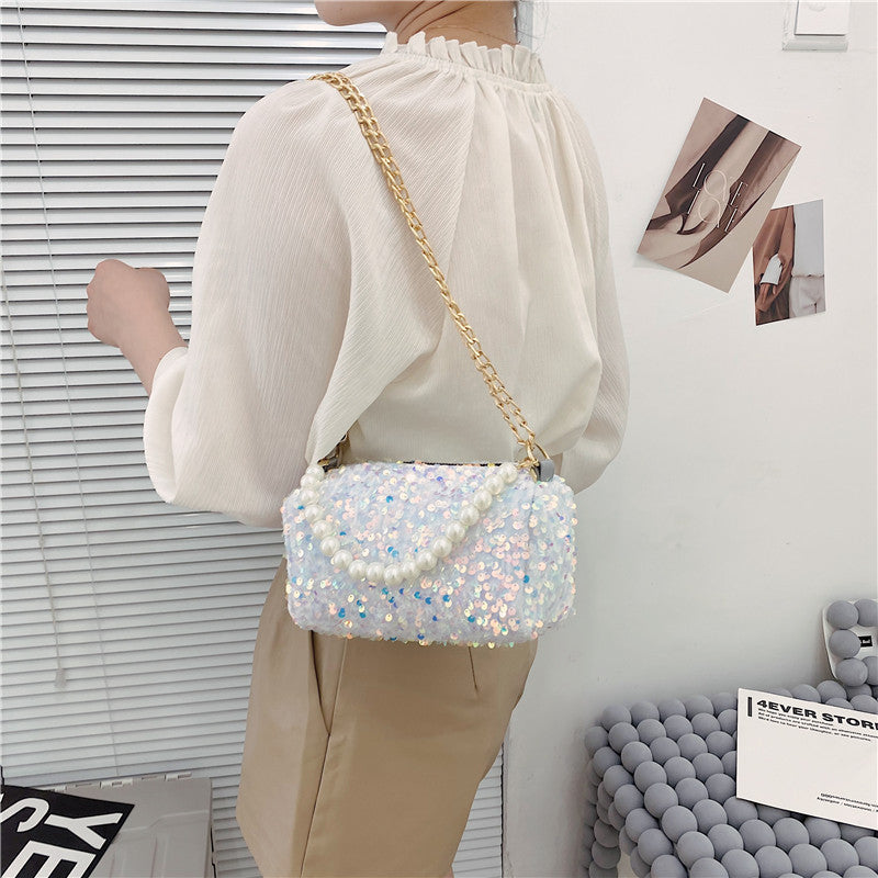 Summer Women's Fashionable Sequined Chain Shoulder Bag