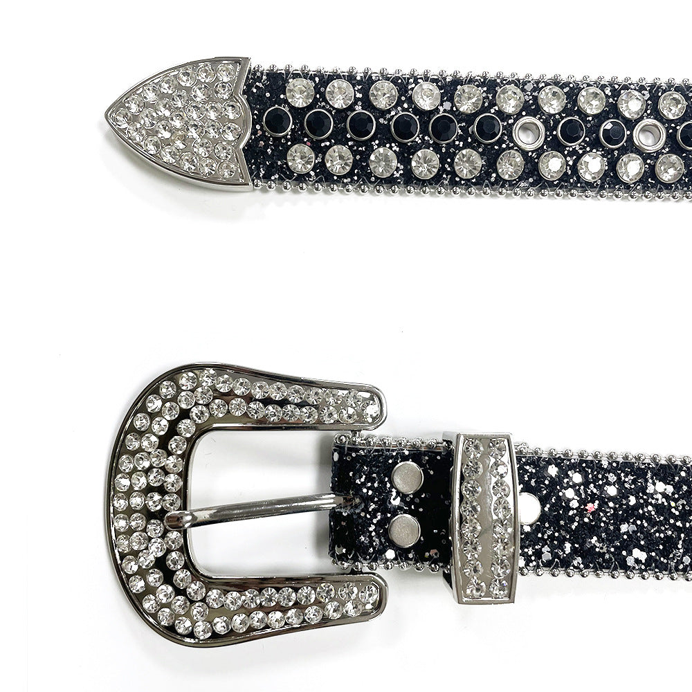 Fashion Trend Rivet Rhinestone Inlaid Belt