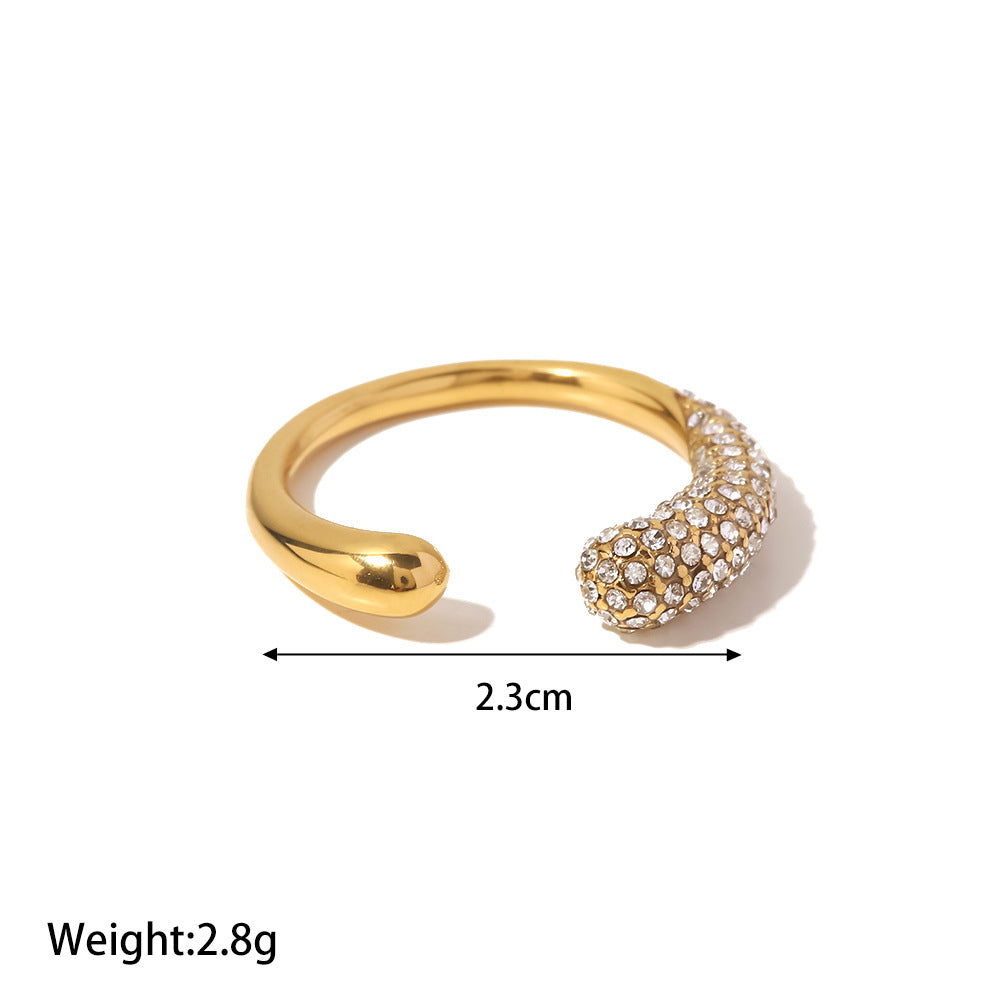 18K Gold Exquisite Fashion Inlaid Colorful Zircon Design Versatile Ring