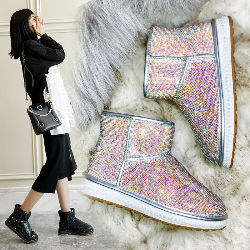 Rhinestone snow boots