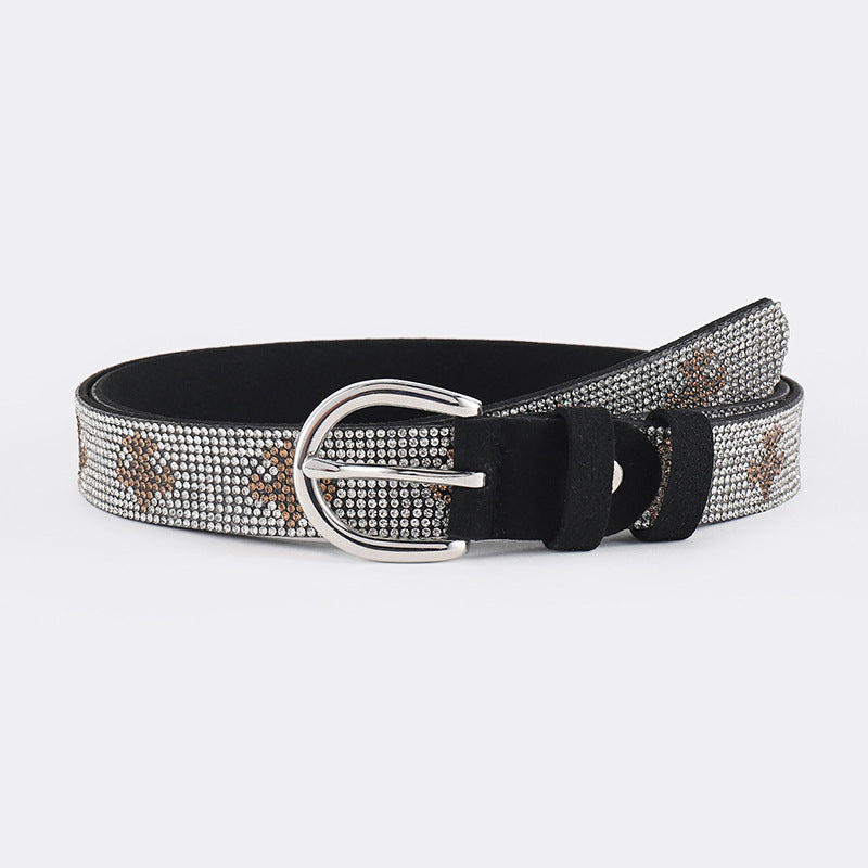 Fashion Women's PU Leather Rhinestone Belt