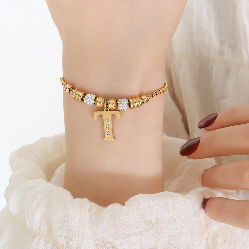 18K gold classic and fashionable 26 letter design versatile bracelet