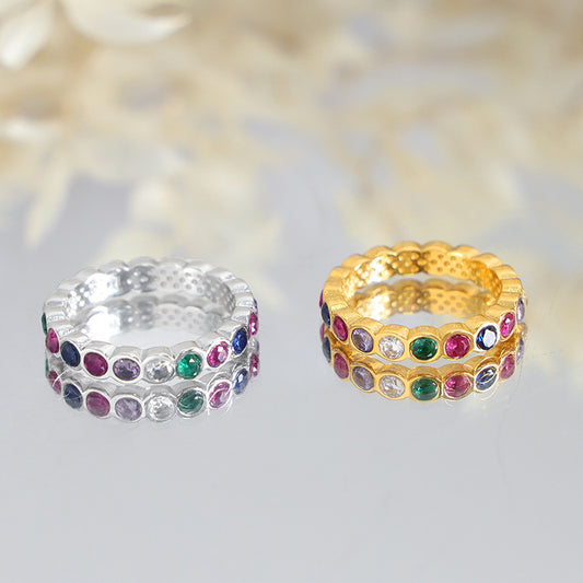 18K gold exquisite and dazzling colorful zircon design ring