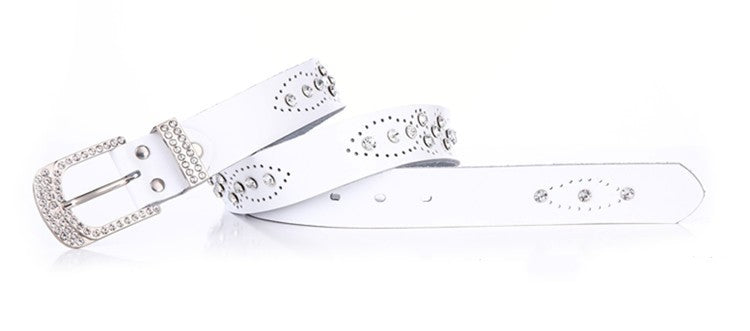 Women's Rhinestone Inlaid Leather Belt