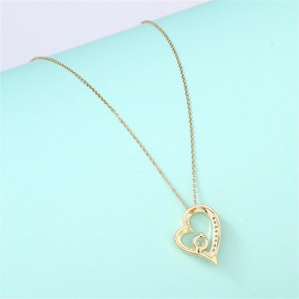 Exquisite light luxury hollow heart inlaid zircon gift box pendant necklace for mother