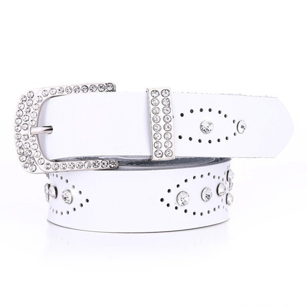 Women's Rhinestone Inlaid Leather Belt