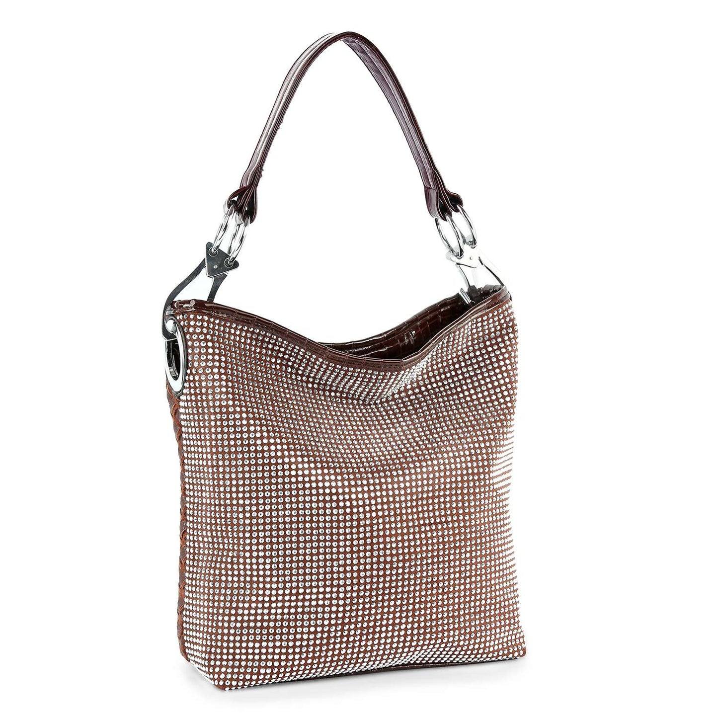 Rhinestone Covered Tall Hobo Handbag