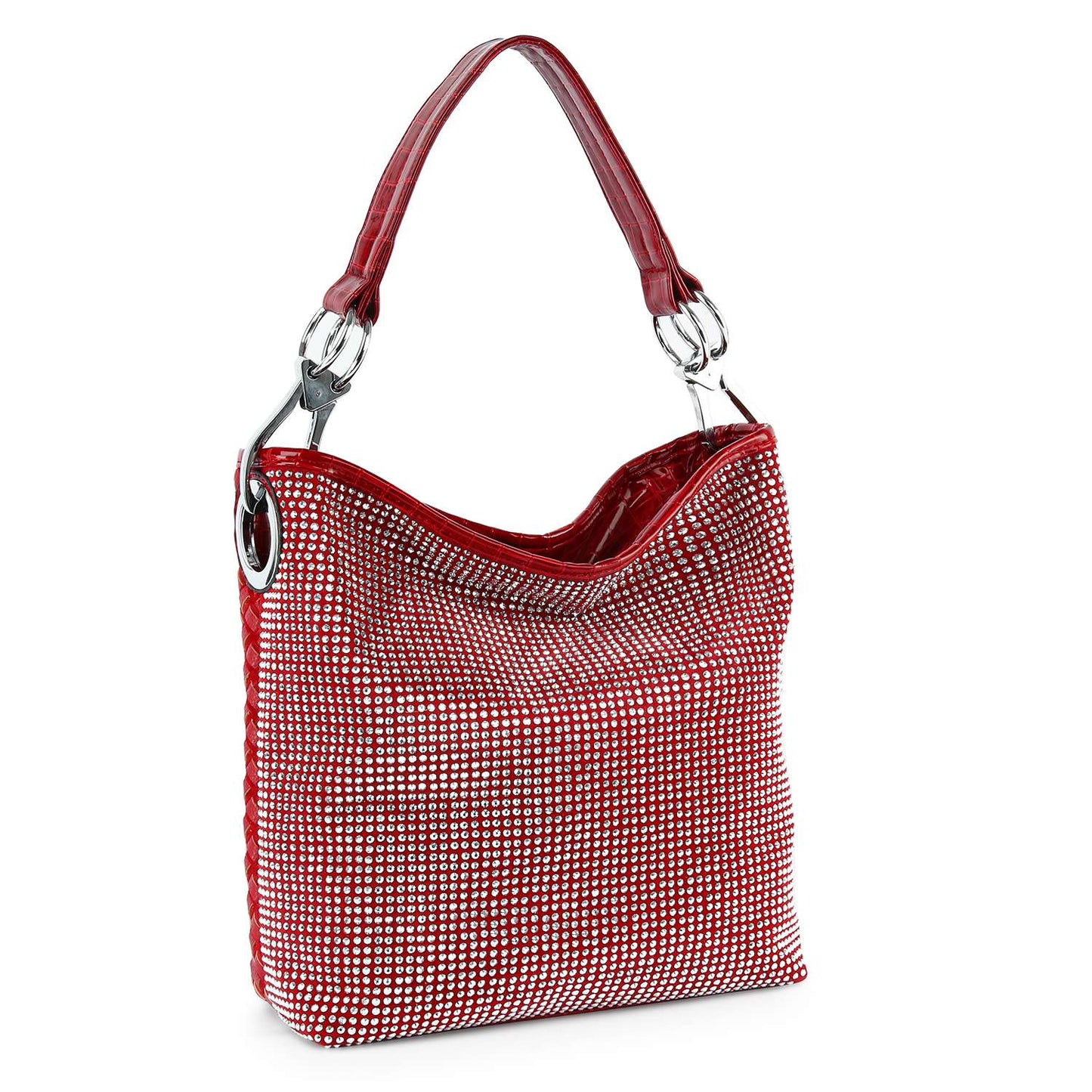 Rhinestone Covered Tall Hobo Handbag