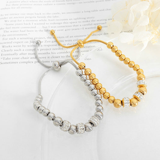 18K gold novel and simple bead and ring diamond design bracelet