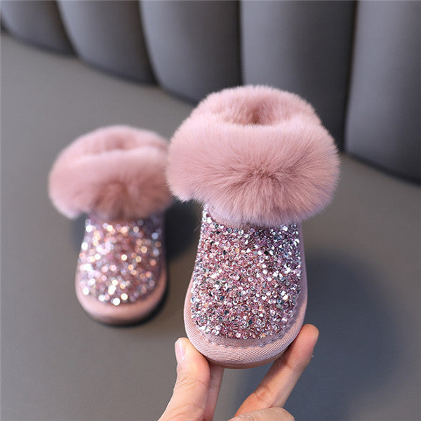 Rhinestone Snow Cotton Boots For Little Children