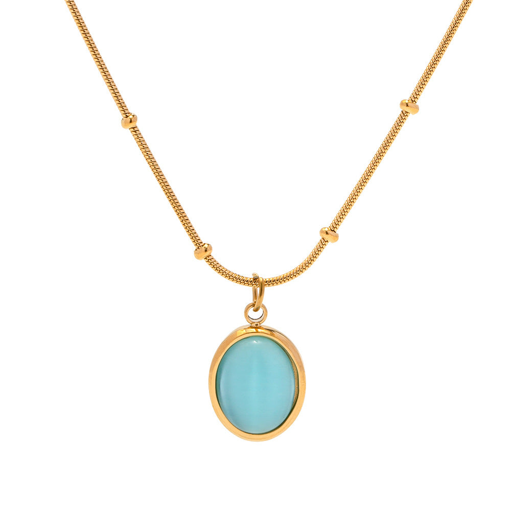 18K Gold Noble Atmosphere Inlaid Blue Zircon Versatile Necklace