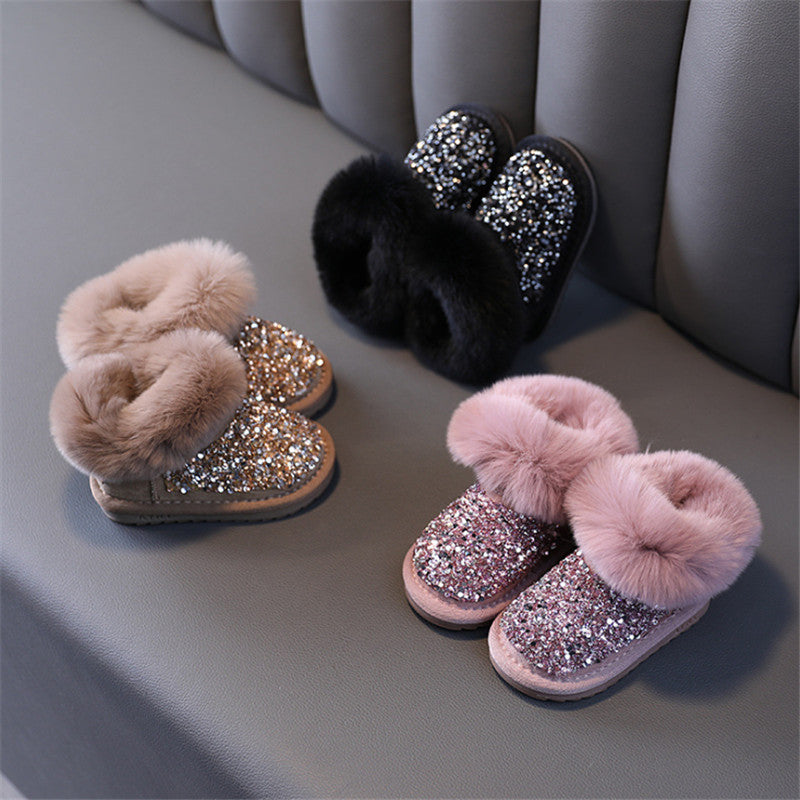 Rhinestone Snow Cotton Boots For Little Children