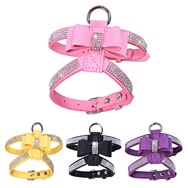 Shiny rhinestone chest pet harness