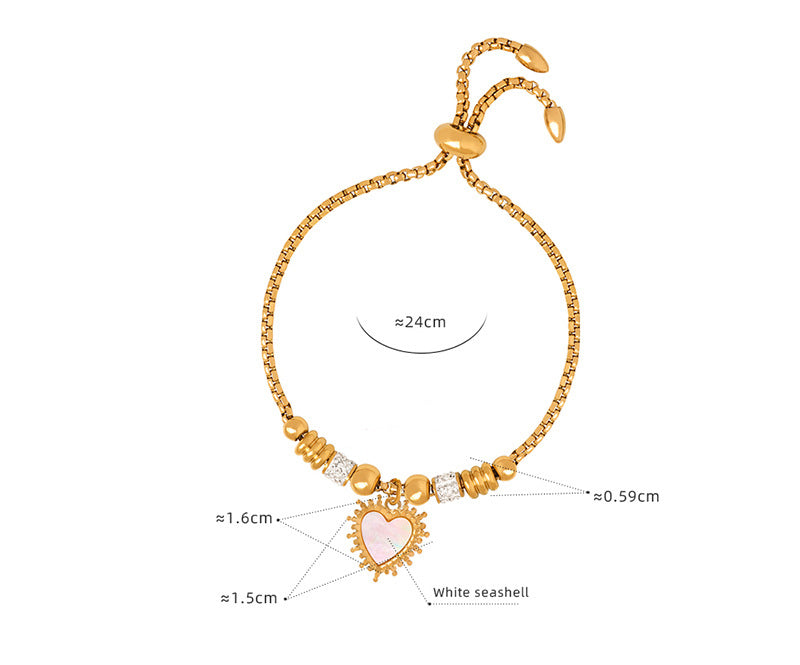 18K gold exquisite and noble heart-shaped/round/oval/eye/butterfly/ball bead design bracelet