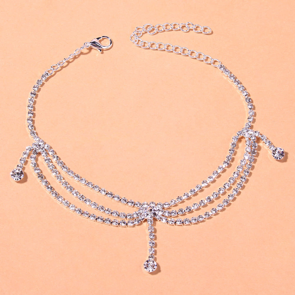 Women's Trendy Rhinestone Multi-layer Anklet