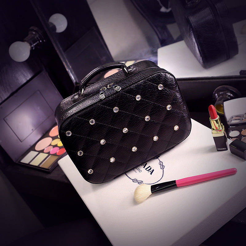 High-end Cosmetic Case With Diamond Cosmetic Bag PU Portable