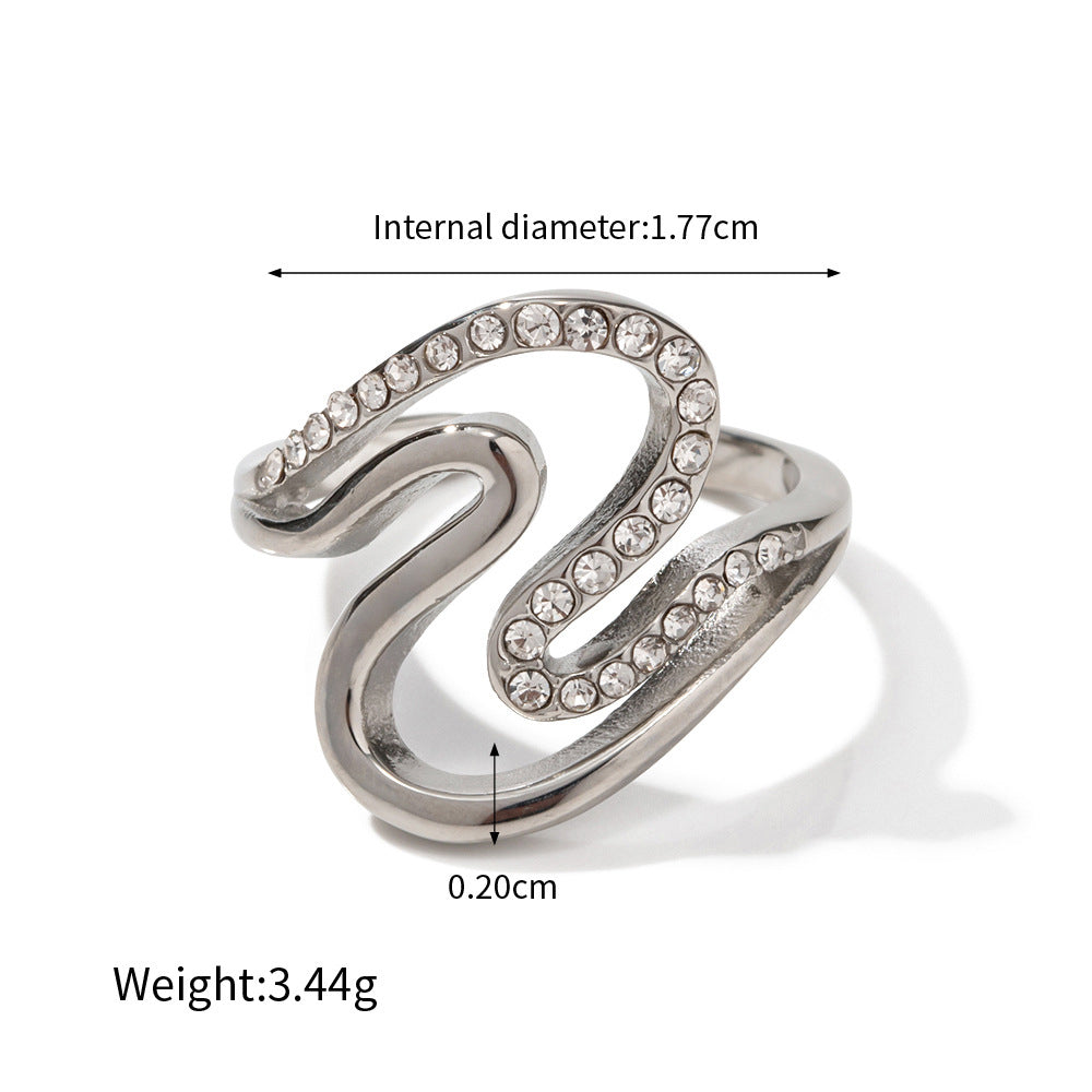 18k Exquisite Simple Geometric Line Double Layer Diamond Design Versatile Ring