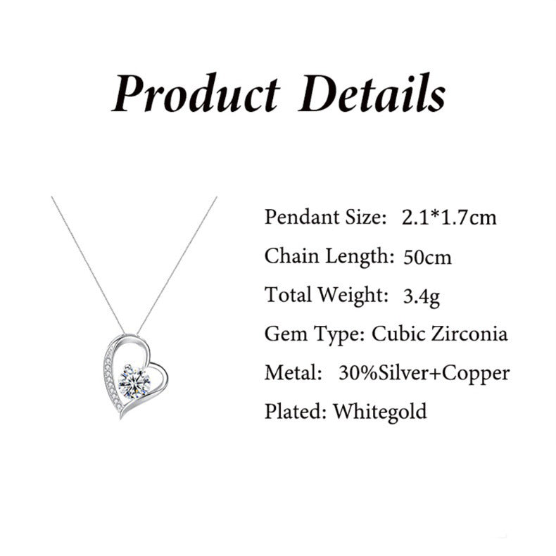 Cutout Heart Inlaid Zircon Gift Box Necklace for Dear Mom