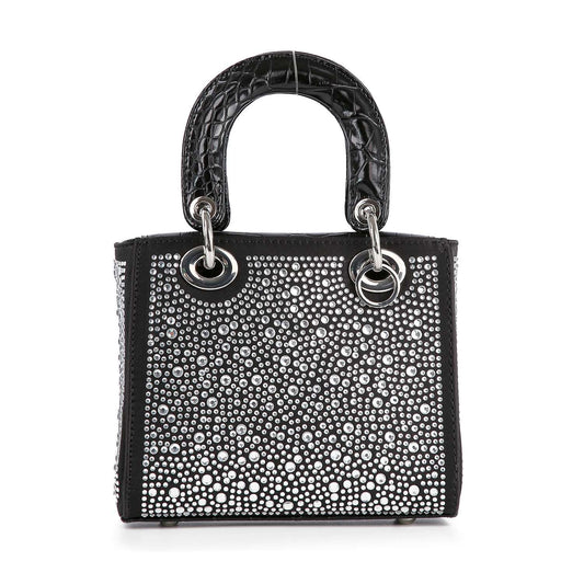 Rhinestone Accented Small Tote Handbag