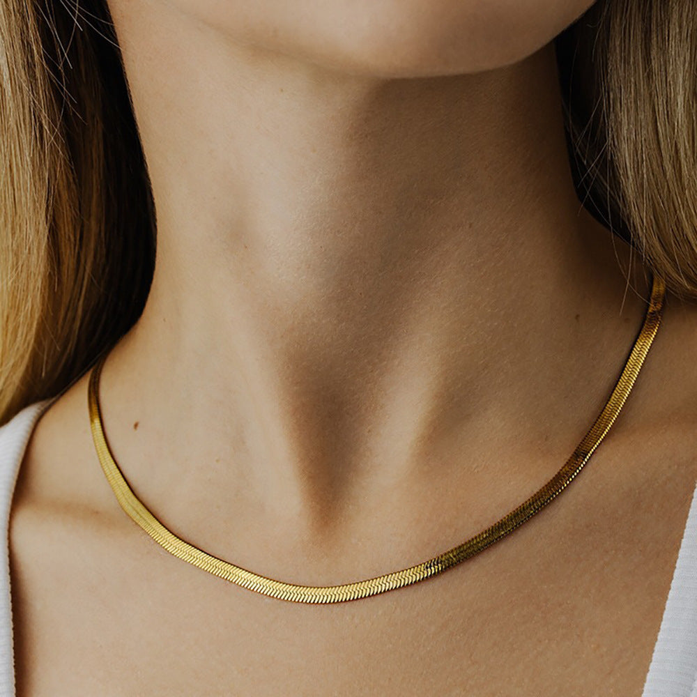 18K Gold Plated Pop Snake Bone Chain Necklace