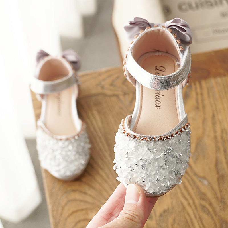 Girl's sandals with rhinestone soft bottom