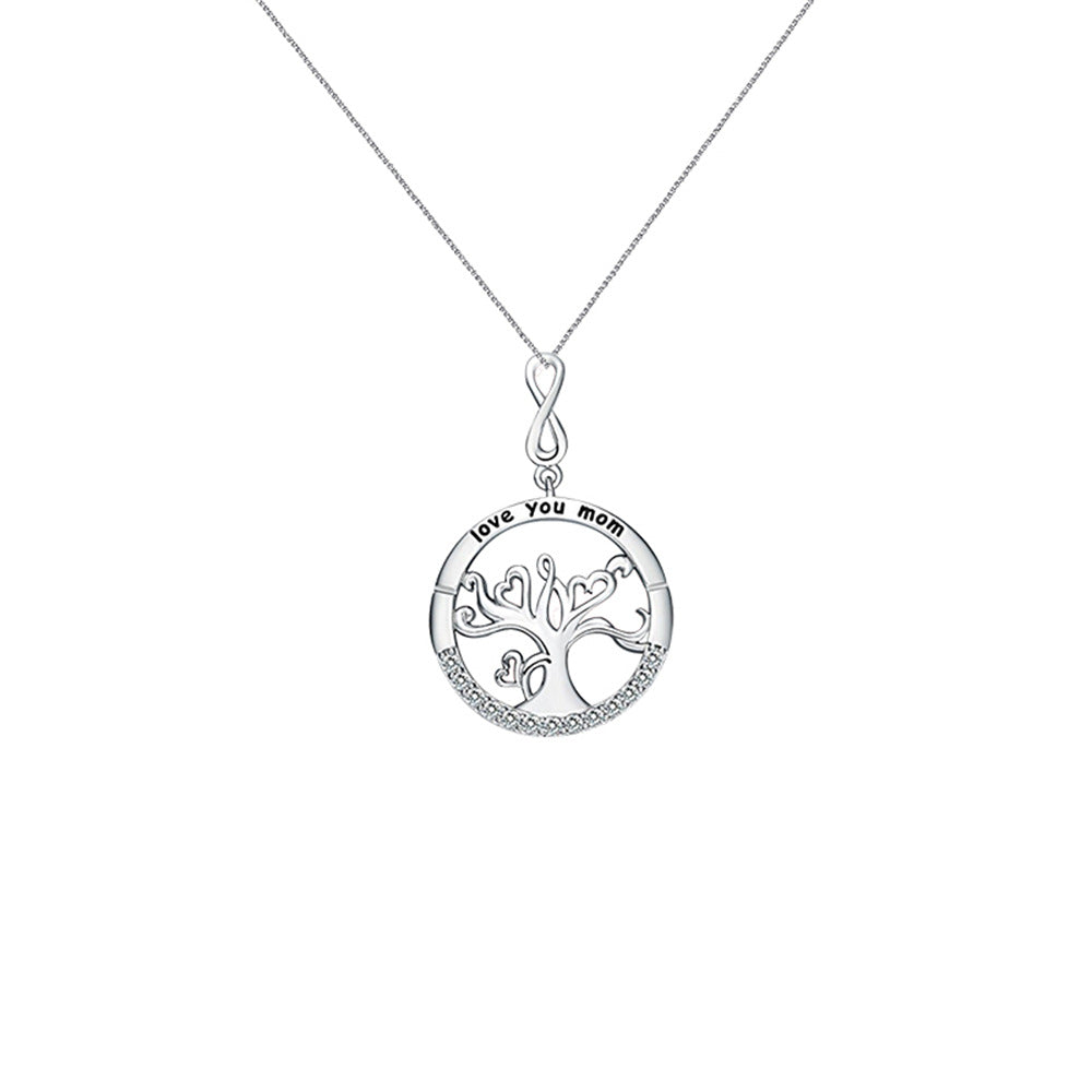 Fashion light luxury inlaid full diamond tree of life design gift box pendant necklace for mother