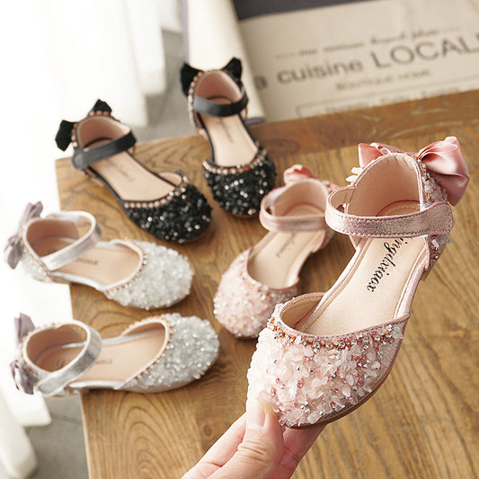 Girl's sandals with rhinestone soft bottom