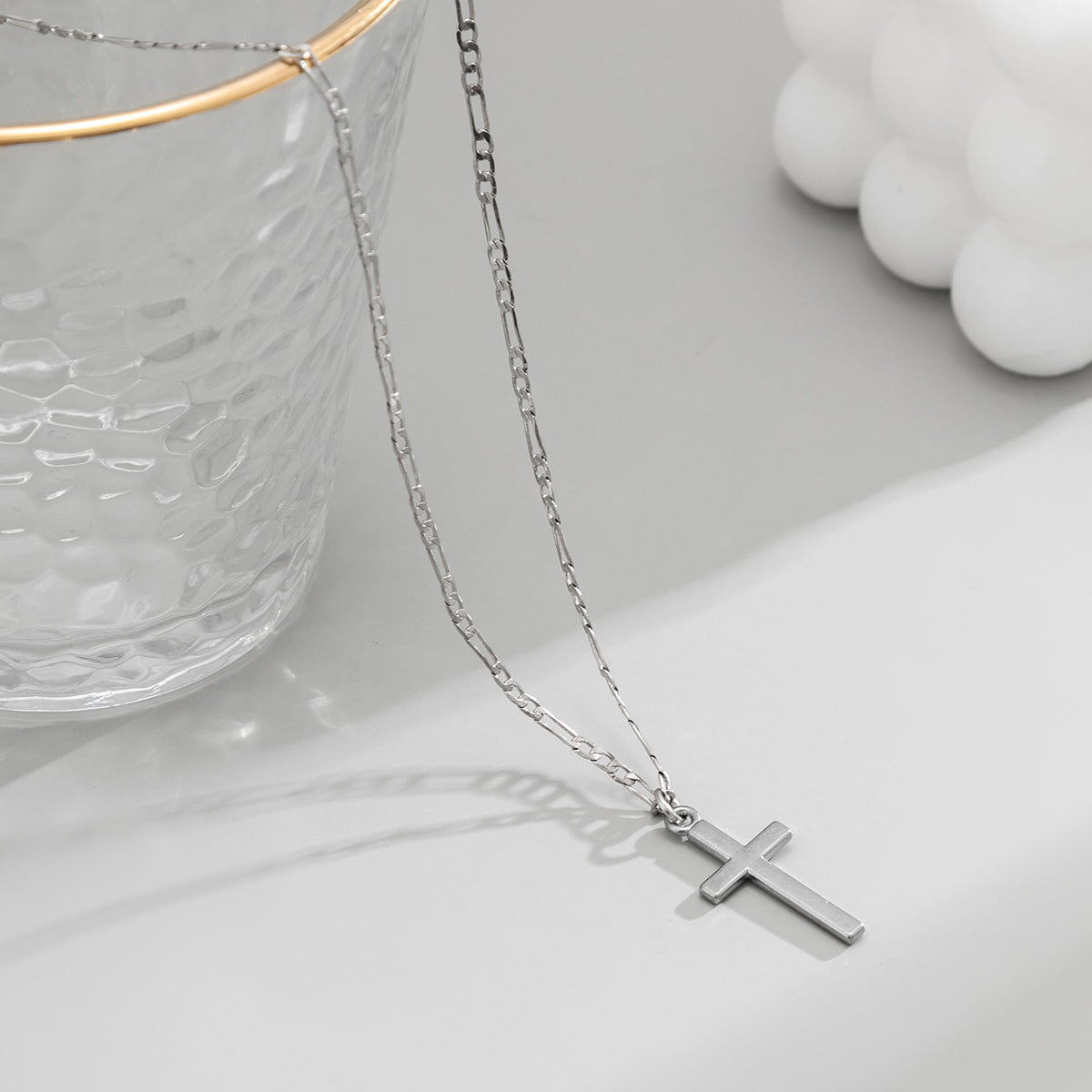 Simple Fashion Cross Design Hip Hop Pendant Necklace