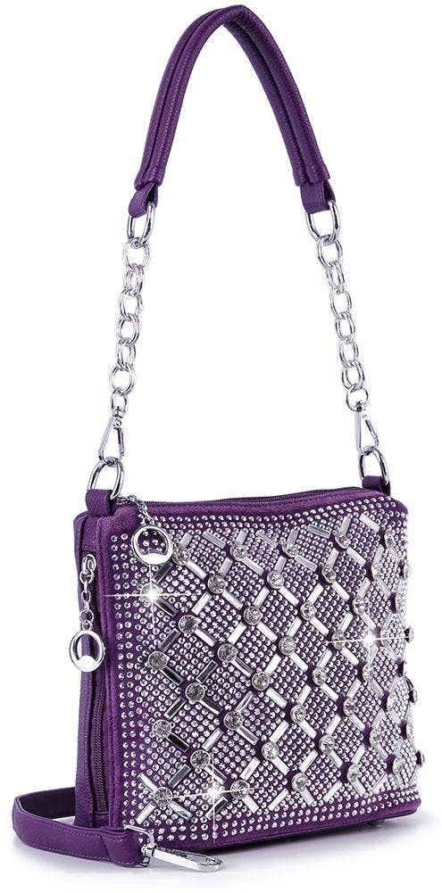 Spectacular Rhinestone Patterned Hobo Handbag